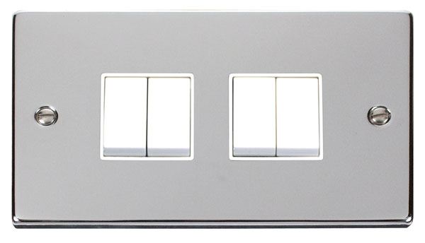 Click Deco Polished Chrome 4 Gang 2 Way Switch VPCH019WH