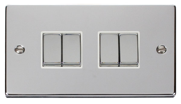 Click Deco Polished Chrome 4 Gang 2 Way Switch VPCH414WH