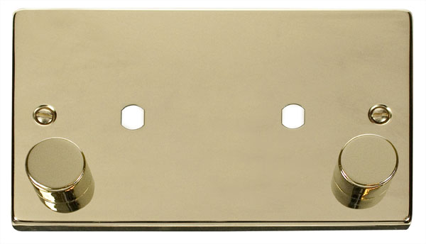 Click Deco Polished Brass Twin Dimmer Plate 1630W Max VPBR186