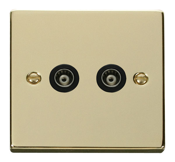 Click Deco Polished Brass Twin Isolated Coaxial Socket VPBR159BK