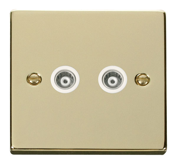 Click Deco Polished Brass Twin Isolated Coaxial Socket VPBR159WH