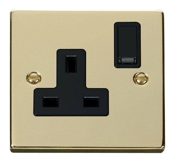 Click Deco Polished Brass 13A Single Switched Socket VPBR035BK