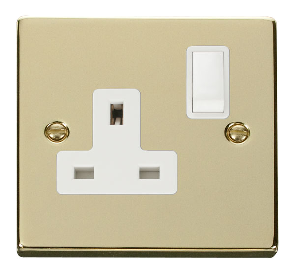 Click Deco Polished Brass 13A Single Switched Socket VPBR035WH