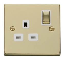 Click Deco Polished Brass 13A Single Switched Socket VPBR535WH