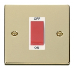 Click Deco Polished Brass 1G 45A Double Pole Switch VPBR200WH