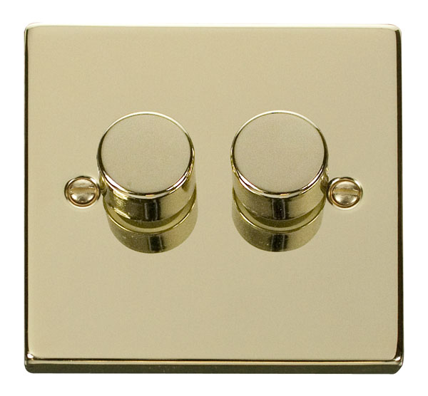 Click Deco Polished Brass 2 Gang 2 Way Dimmer Switch VPBR152