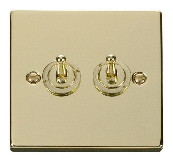 Click Deco Polished Brass 2 Gang 2 Way Toggle Switch VPBR422