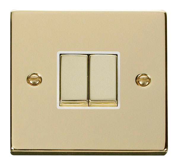 Click Deco Polished Brass 2 Gang 2 Way Switch VPBR412WH