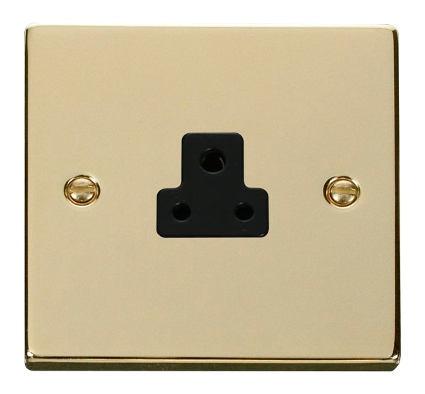 Click Deco Polished Brass 2A Single Round Pin Socket VPBR039BK