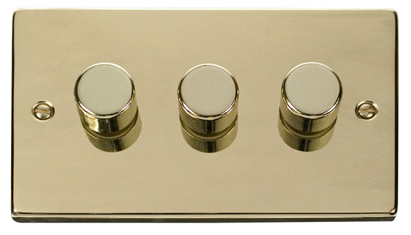 Click Deco Polished Brass 3 Gang 2 Way Dimmer Switch VPBR153
