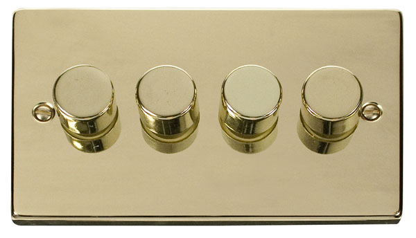 Click Deco Polished Brass 4 Gang 2 Way Dimmer Switch VPBR154