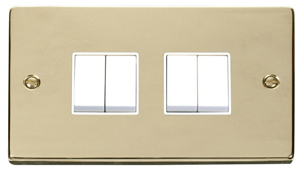 Click Deco Polished Brass 4 Gang 2 Way Switch VPBR019WH