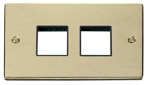 Click Deco Polished Brass Double Plate 4 Gang Aperture VPBR404BK