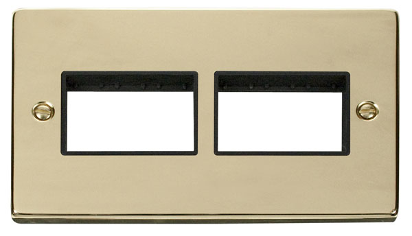Click Deco Polished Brass Double Plate 6 Gang Aperture VPBR406BK