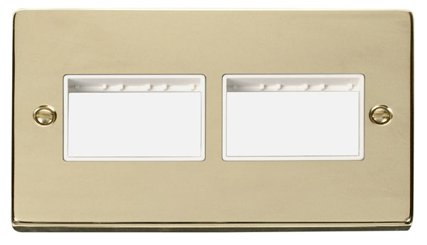 Click Deco Polished Brass Double Plate 6 Gang Aperture VPBR406WH