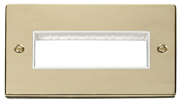 Click Deco Polished Brass Double Plate 6 Gang Aperture VPBR426WH