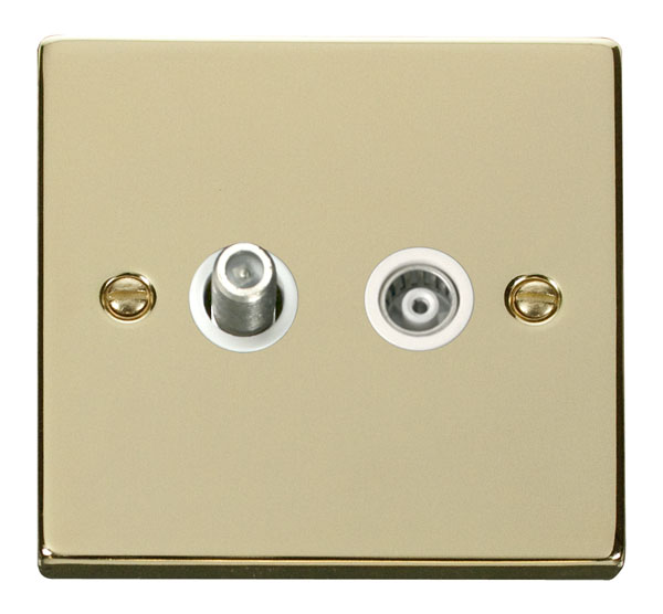 Click Deco Polished Brass Isolated Sat & Coax Socket VPBR157WH