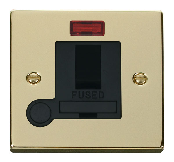 Click Deco Polished Brass Switch Fused Spur Neon + F/O VPBR052BK