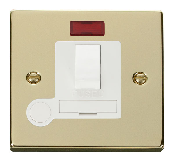 Click Deco Polished Brass Switch Fused Spur Neon + F/O VPBR052WH