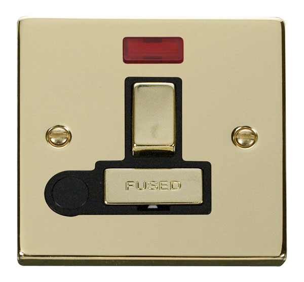 Click Deco Polished Brass Switch Fused Spur Neon + F/O VPBR552BK