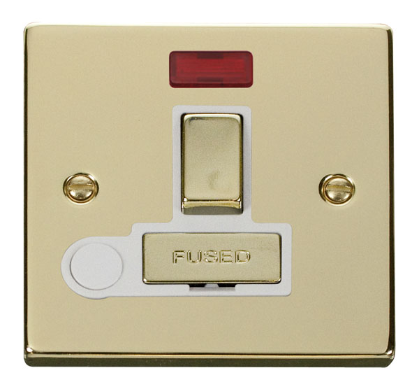Click Deco Polished Brass Switch Fused Spur Neon + F/O VPBR552WH