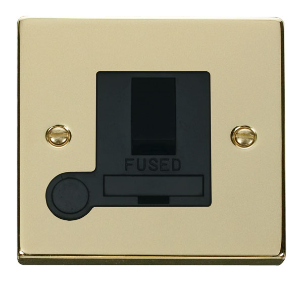 Click Deco Polished Brass Switched Fused Spur + F/O VPBR051BK