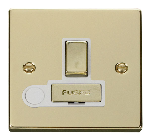 Click Deco Polished Brass Switched Fused Spur + F/O VPBR551WH