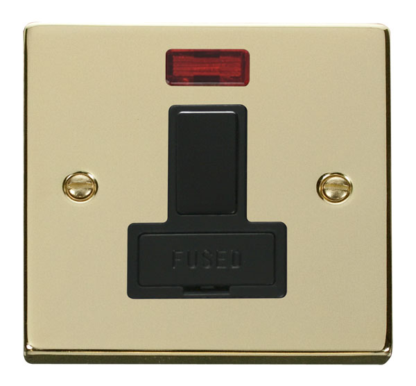 Click Deco Polished Brass Switched Fused Spur + Neon VPBR652BK