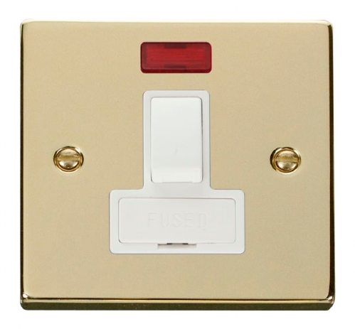 Click Deco Polished Brass Switched Fused Spur + Neon VPBR652WH