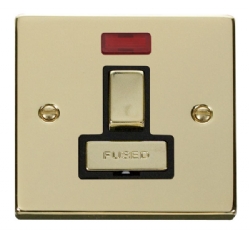 Click Deco Polished Brass Switched Fused Spur + Neon VPBR752BK