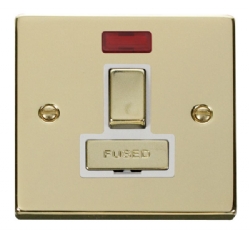 Click Deco Polished Brass Switched Fused Spur + Neon VPBR752WH