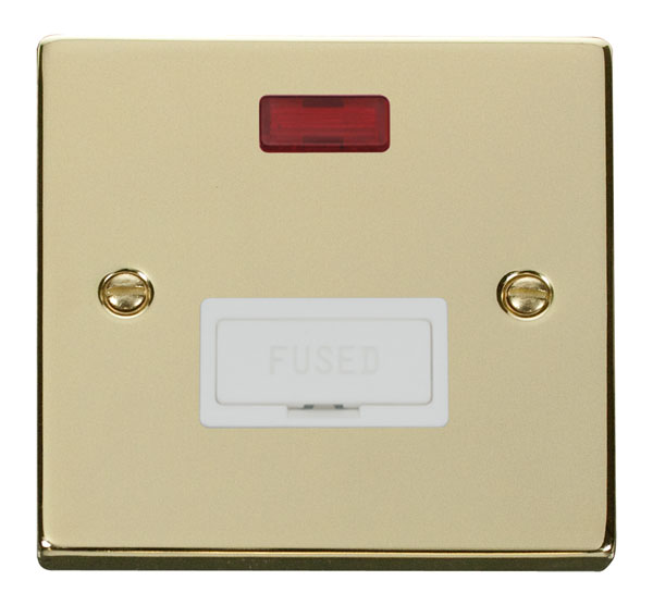 Click Deco Polished Brass Unswitched Fused Spur + Neon VPBR653WH