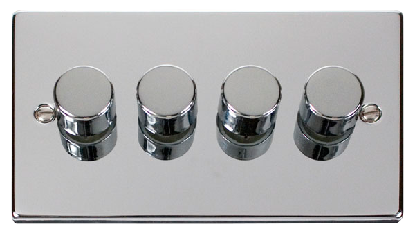Click Deco Polished Chrome 4 Gang 2 Way 100W LED Dimmer VPCH164