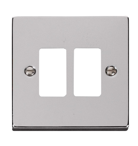 Click Deco Polished Chrome 2 Gang Grid Pro Front Plate VPCH20402