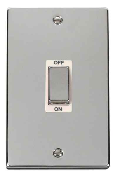 Click Deco Polished Chrome 2G 45A DP Vertical Switch VPCH502WH