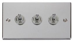 Click Deco Polished Chrome 3 Gang 2 Way Toggle Switch VPCH423