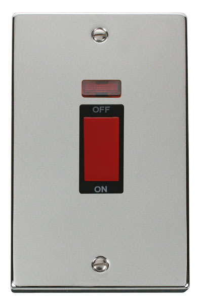 Click Deco Polished Chrome 45A Vertical DP Switch Neon VPCH203BK