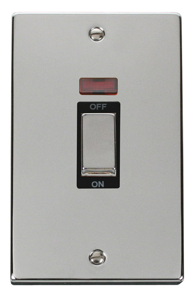 Click Deco Polished Chrome 45A Vertical Switch + Neon VPCH503BK