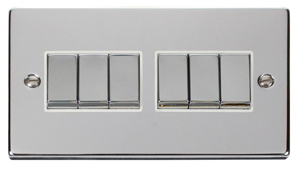 Click Deco Polished Chrome 6 Gang 2 Way Switch VPCH416WH