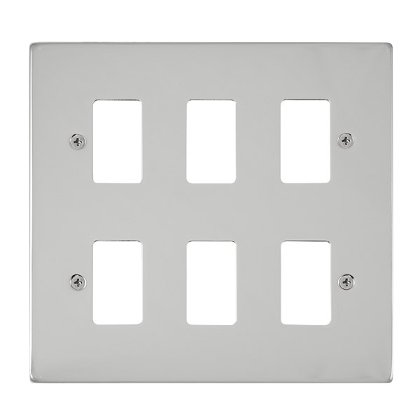 Click Deco Polished Chrome 6 Gang Grid Pro Front Plate VPCH20506