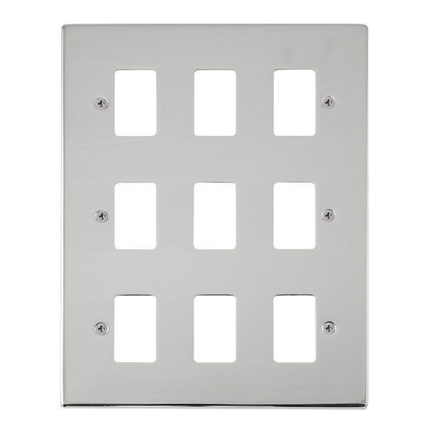 Click Deco Polished Chrome 9 Gang Grid Pro Front Plate VPCH20509