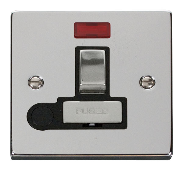Click Deco Polished Chrome Switched Fused Spur with Neon and Flex Outlet VPCH552BK