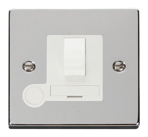 Click Deco Polished Chrome Switched Fused Spur with Flex Outlet VPCH051WH