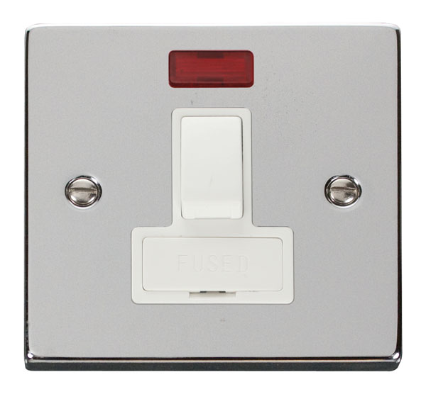 Click Deco Polished Chrome Switched Fused Spur with Neon VPCH652WH