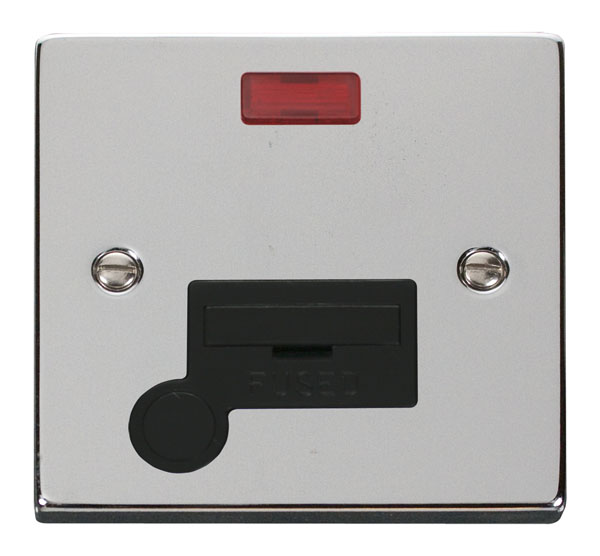 Click Deco Polished Chrome Unswitched Fused Spur with Neon and Flex Outlet VPCH053BK