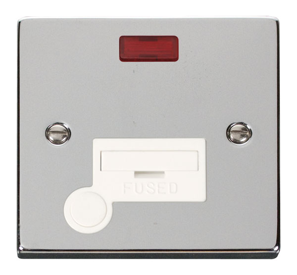 Click Deco Polished Chrome Unswitched Fused Spur with Neon and Flex Outlet VPCH053WH