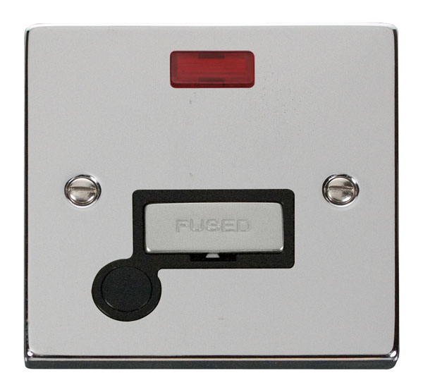 Click Deco Polished Chrome Unswitched Fused Spur with Neon and Flex Outlet VPCH553BK