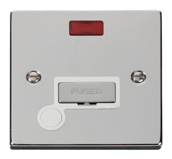 Click Deco Polished Chrome Unswitched Fused Spur with Neon and Flex Outlet VPCH553WH