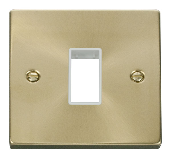 Click Deco Satin Brass 1 Gang Plate Single Aperture VPSB401WH