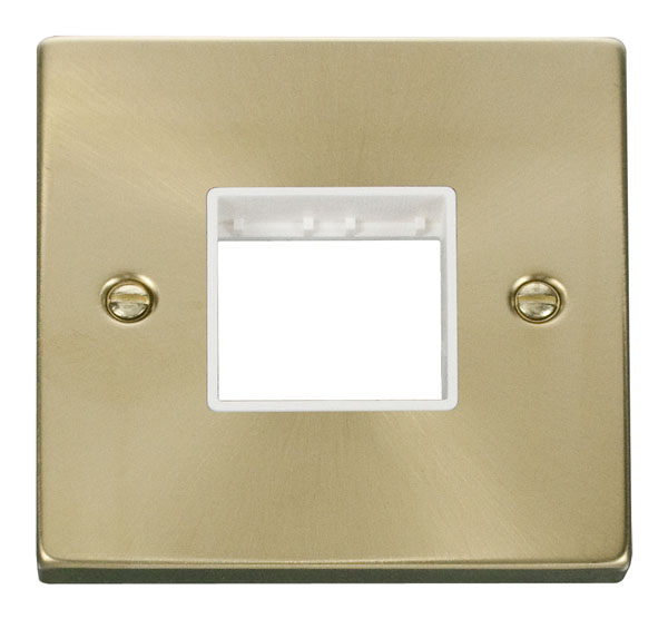 Click Deco Satin Brass 1 Gang Plate Twin Aperture VPSB402WH